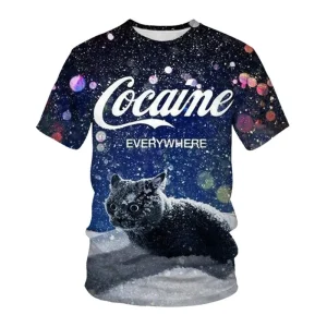 Tie-dye Men's Cat Pattern T-Shirts Short Sleeve 6XL Plus Size Man Clothing Street Tops 3D Animal Print Loose Casual Big Size Tee